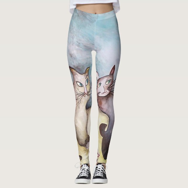 Katzen, ursprüngliche Kunst, Pastellfarben, Leggings (Vorderseite)
