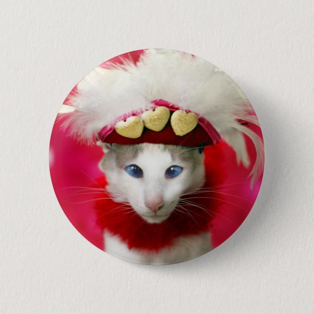 Katzen-Valentinsgruß-Knopf Button (Vorderseite)