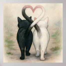 Katzen Valentinstag Urlaub Vintage Wasserfarbe Poster