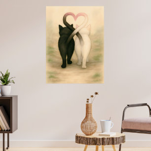 Katzen Valentinstag Urlaub Vintage Wasserfarbe Poster