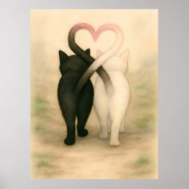 Katzen Valentinstag Urlaub Vintage Wasserfarbe Poster