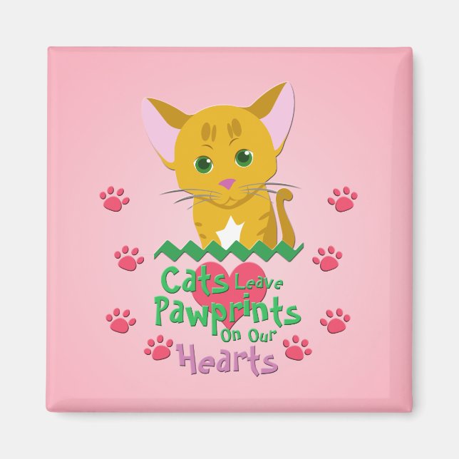 Katzen Verlassen Pawprints Magnet (Vorne)