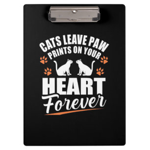 Katzen Verließ Paw Prints auf dem Herzen Klemmbrett