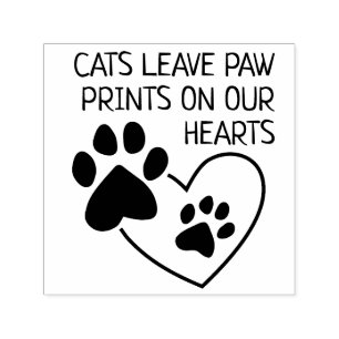 Katzen Verließ Paw Prints auf unseren Herzen Permastempel