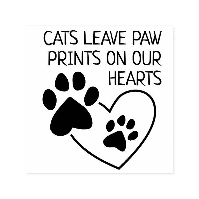 Katzen Verließ Paw Prints auf unseren Herzen Permastempel (Design)