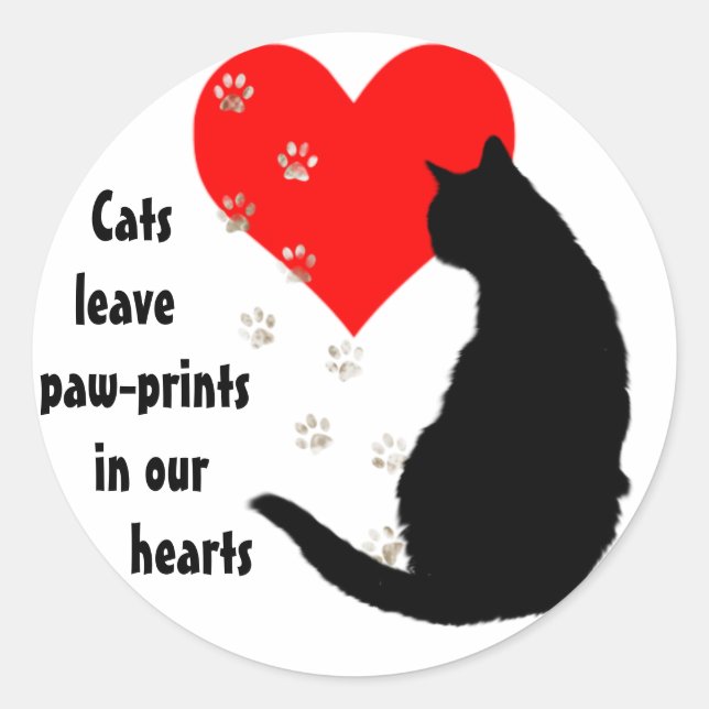 Katzen verließ Paw-Prints in unserem Heart Aufkleb Runder Aufkleber (Vorderseite)