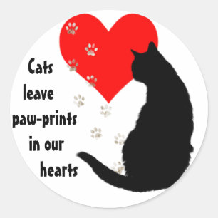Katzen verließ Paw-Prints in unserem Hearts-Aufkl Runder Aufkleber