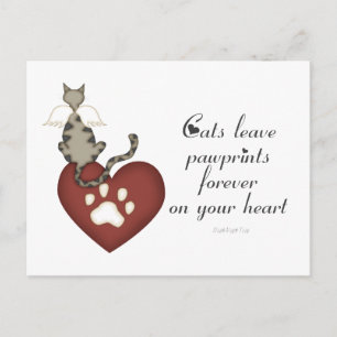 Katzen Verließ Pawprints auf Ihrem Herzen Postkarte