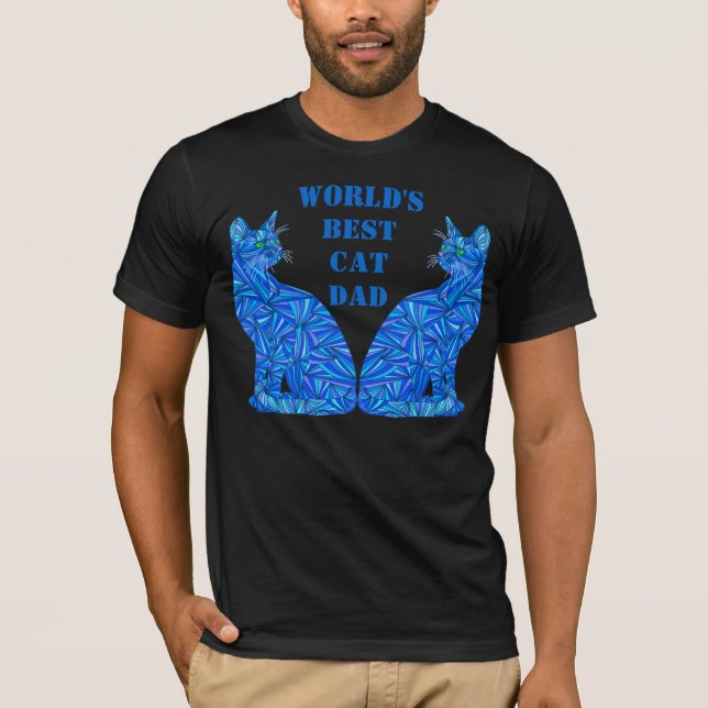 Katzen-verrückter Katzen-Typ-Katzen-Vater Z blauer T-Shirt (Vorderseite)