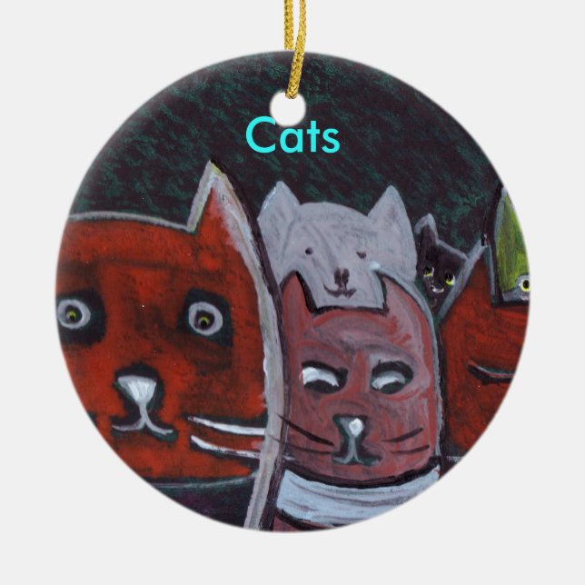 Katzen-Verzierung Keramikornament (Vorne)