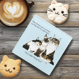 Katzen Viele Paws Funny Blue Glasuntersetzer