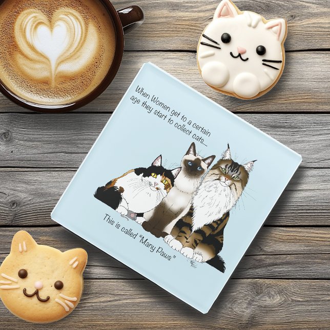 Katzen Viele Paws Funny Blue Glasuntersetzer (Von Creator hochgeladen)