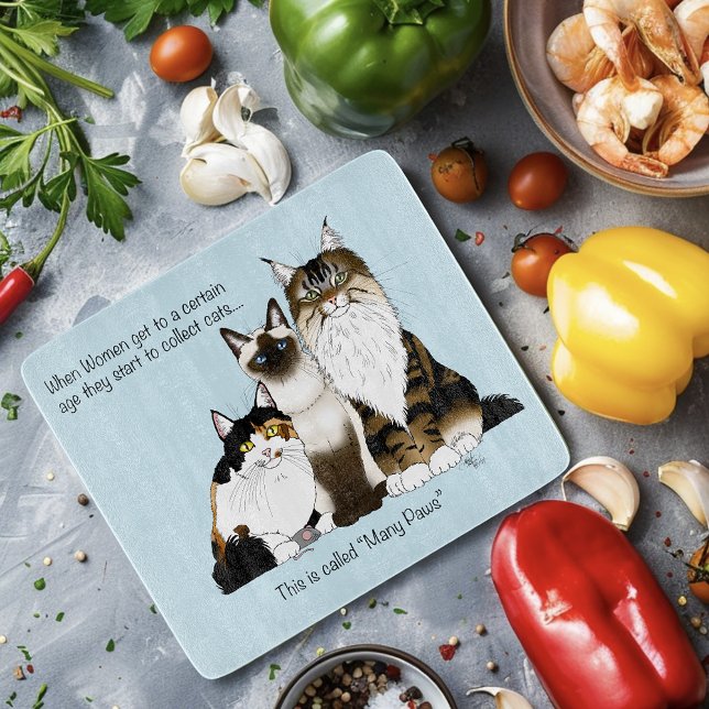 Katzen Viele Paws Funny Blue Schneidebrett (Von Creator hochgeladen)