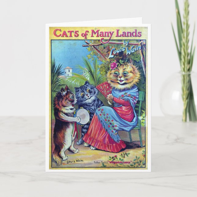 Katzen vieler Länder - Louis Wain Dankeskarte (Vorderseite)