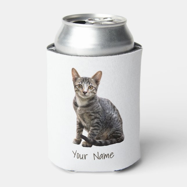 Katzen Vintages Portrait Pet Tomcat Tierdesign Dosenkühler (Kanne Vorderseite)