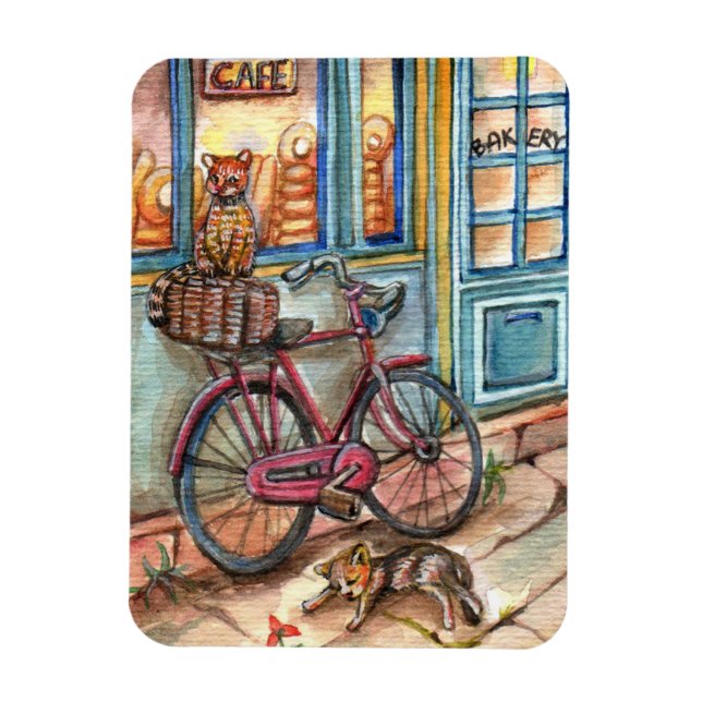 Katzen vor Bäckerei Magnet (Vertikal)
