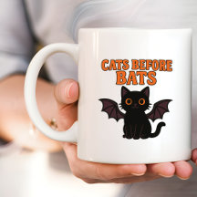 Katzen vor Fledermäusen Halloween Schwarze Katze