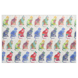 Katzen Wasserfarbene Blume Spots Stoff