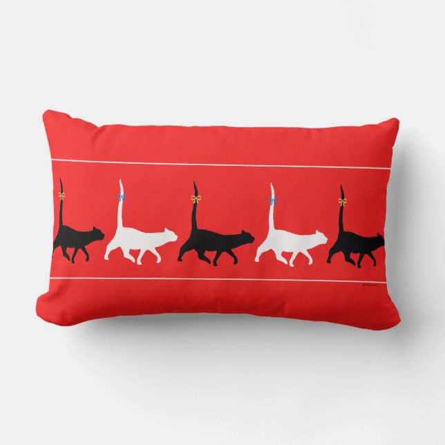 "Katzen-Weg-" Bauholz-Kissen Lendenkissen (Vorderseite)