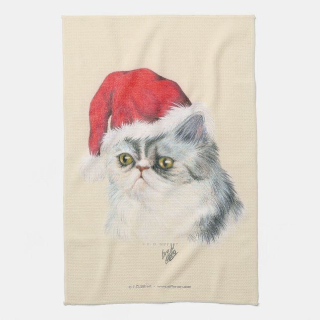 Katzen-Weihnachten Handtuch (Vertikal)