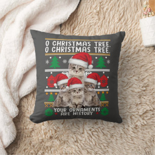 Katzen Weihnachten Shirt Funny Ornaments Pajama Fa Kissen