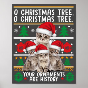 Katzen Weihnachten Shirt Funny Ornaments Pajama Fa Poster