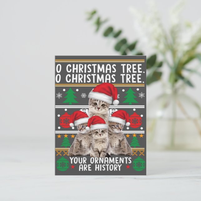 Katzen Weihnachten Shirt Funny Ornaments Pajama Fa Postkarte (Stehend Vorderseite)