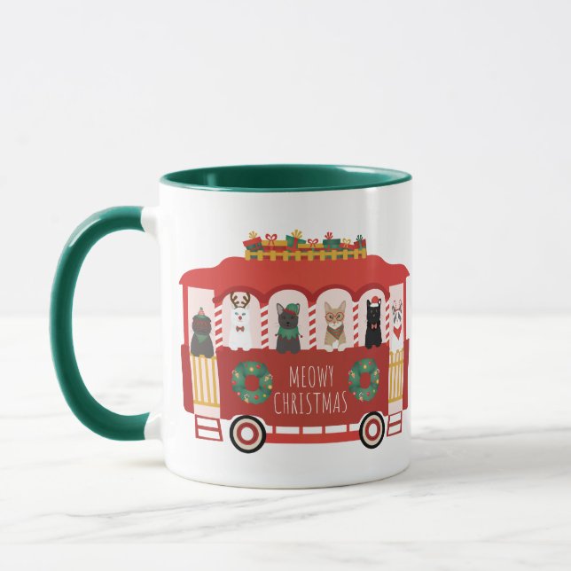 Katzen Weihnachten Trolly Meowy Weihnachten Tasse (Links)