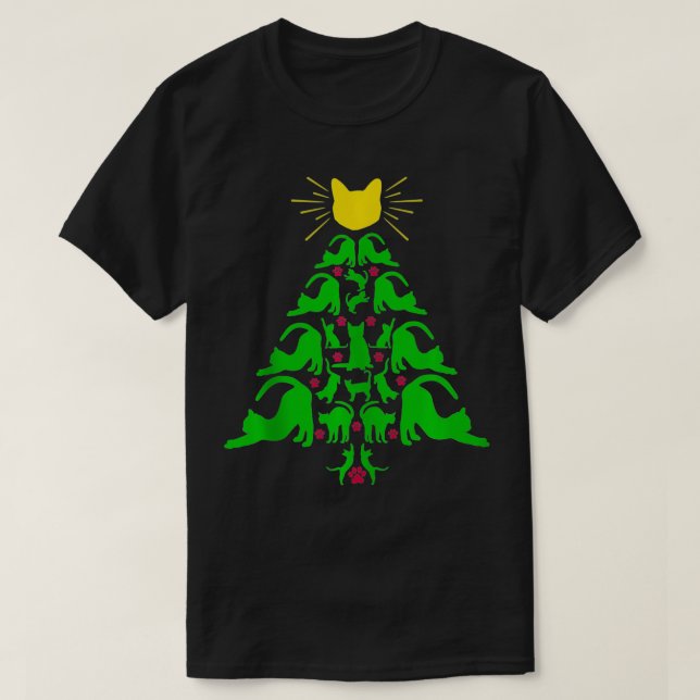 Katzen Weihnachten Weihnachtsbaum Meowy Katze Lieb T-Shirt (Design vorne)