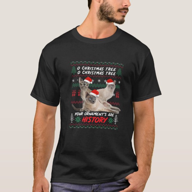 Katzen Weihnachten Weihnachtsgeschmack Tonkinese L T-Shirt (Vorderseite)
