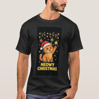 Katzen-Weihnachts-T-Shirt Meowy T-Shirt