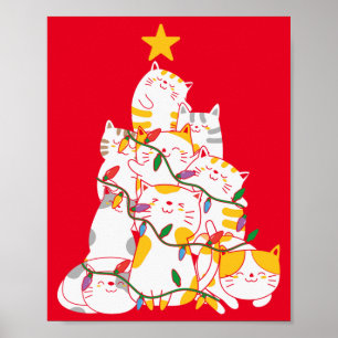 Katzen Weihnachtsbaum Lustige Katzen Weihnachten Poster