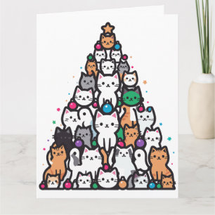 Katzen-Weihnachtsbaum Miau Weihnachten Santa Pfote Karte