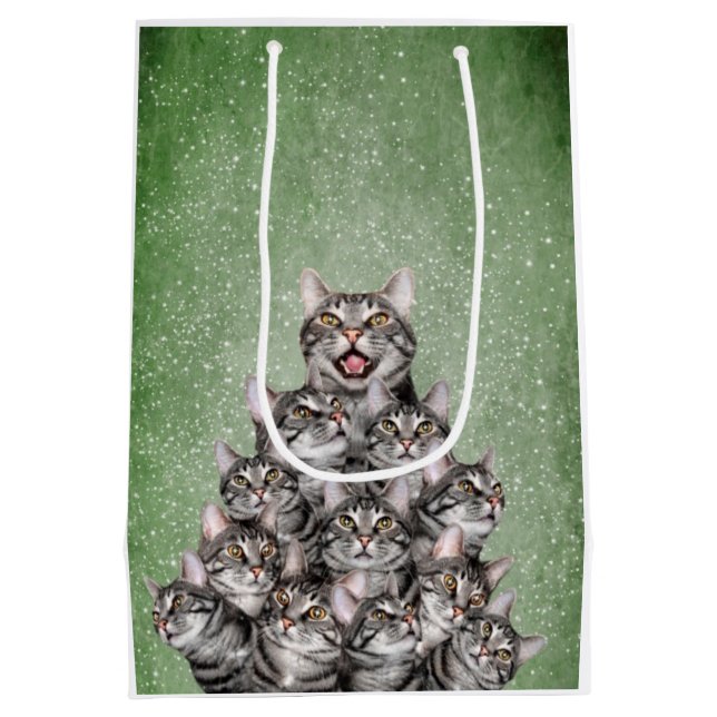 Katzen-Weihnachtsbaum Mittlere Geschenktüte (Rückseite)