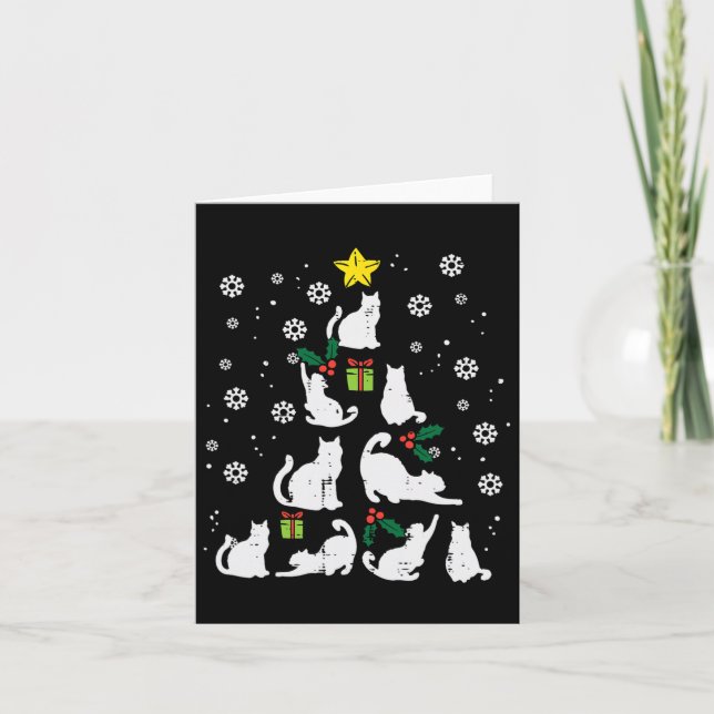 Katzen Weihnachtsbaum Niedliche Katze Lover Xmas W Karte (Vorderseite)
