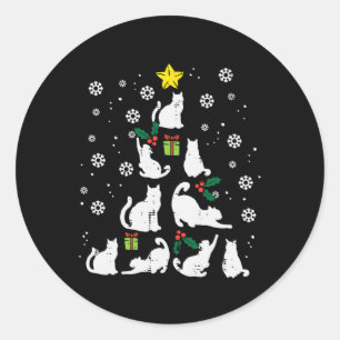 Katzen Weihnachtsbaum Niedliche Katze Lover Xmas W Runder Aufkleber
