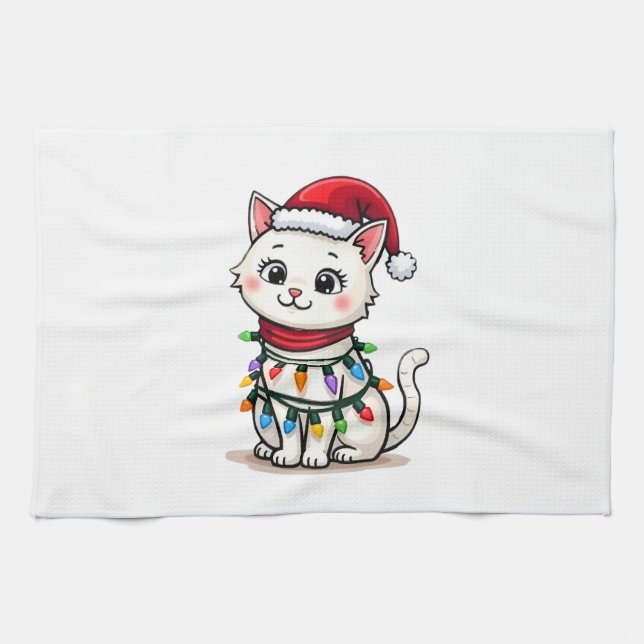 Katzen-Weihnachtsbaum Weihnachten Geschirrtuch (Horizontal)