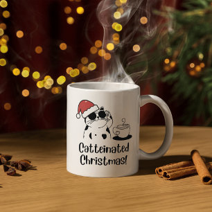 Katzen-Weihnachtskaffee und Katzenliebhaber-Feiert Kaffeetasse