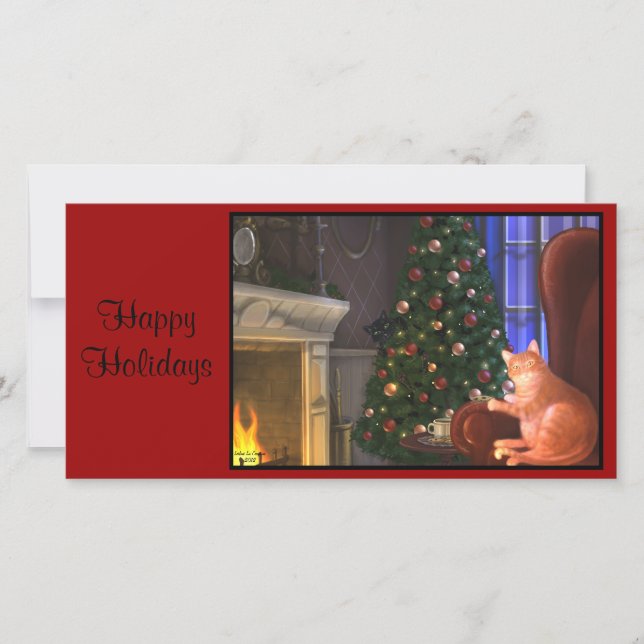 Katzen Weihnachtskarte Feiertagskarte (Vorderseite)