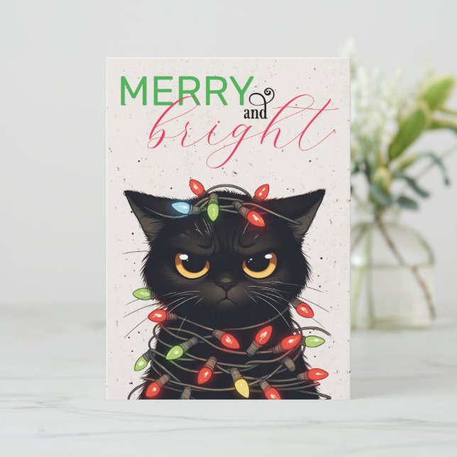 Katzen-Weihnachtslichter Feiertagskarte (Stehend Vorderseite)