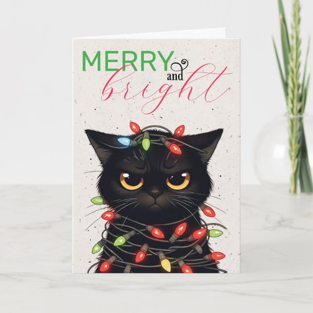 Katzen-Weihnachtslichter Karte (Vorderseite)