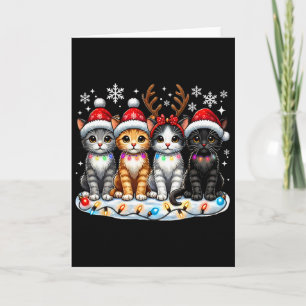Katzen-Weihnachtslichter-Rentier-Santa-Hut-Weihnac Karte