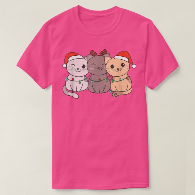 Katzen Weihnachtstiere Niedlich Katzen T-Shirt (Design vorne)