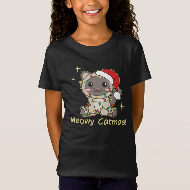 Katzen Weihnachtstiere Niedliche Katzen Meowy Catm T-Shirt (Vorderseite)