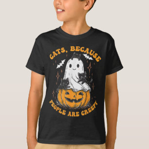 Katzen, weil Menschen gruselig Halloween-Schwarze T-Shirt