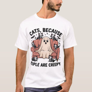 Katzen, weil Menschen gruselig lustige Geister Hal T-Shirt