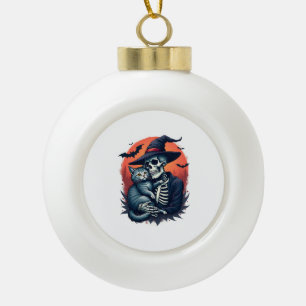 Katzen, weil Menschen gruseliges Halloween-Skelett Keramik Kugel-Ornament