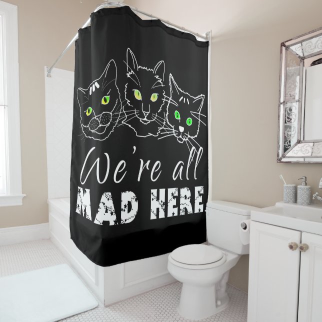 Katzen - wir sind alle hier dunkel duschvorhang (Beispiel)