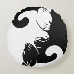 Katzen yin Yang Rundes Kissen