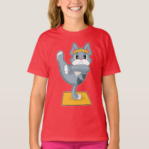 Katzen Yoga Fitness Gymnastik T-Shirt